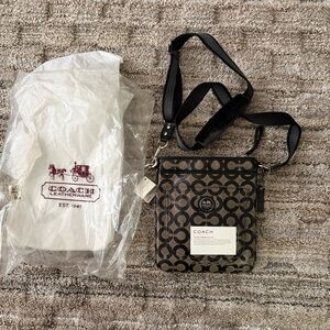 Coach Black and Brown Signature Collection Crossbody